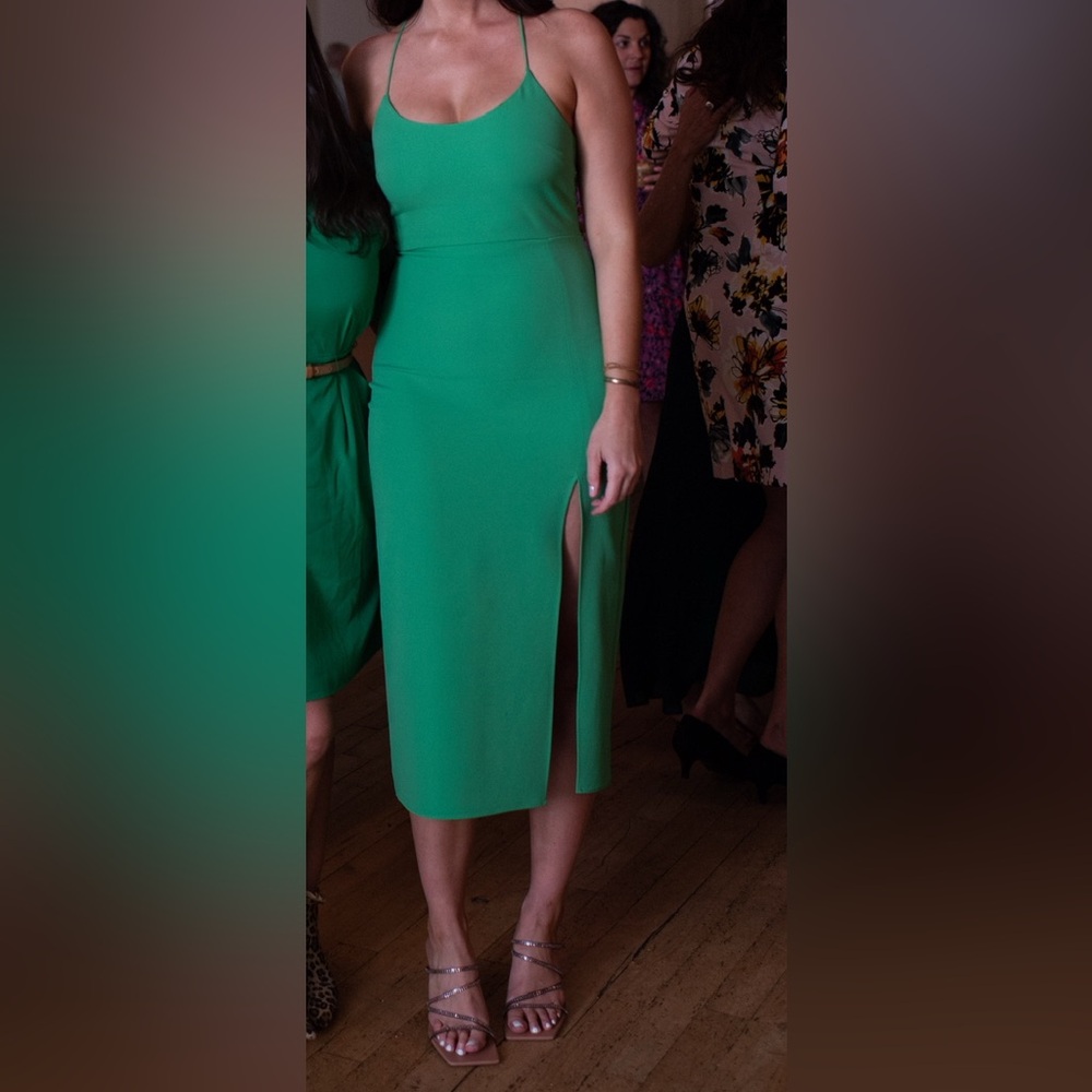 Zara Green Midi Dress with slit size M